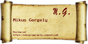 Mikus Gergely névjegykártya